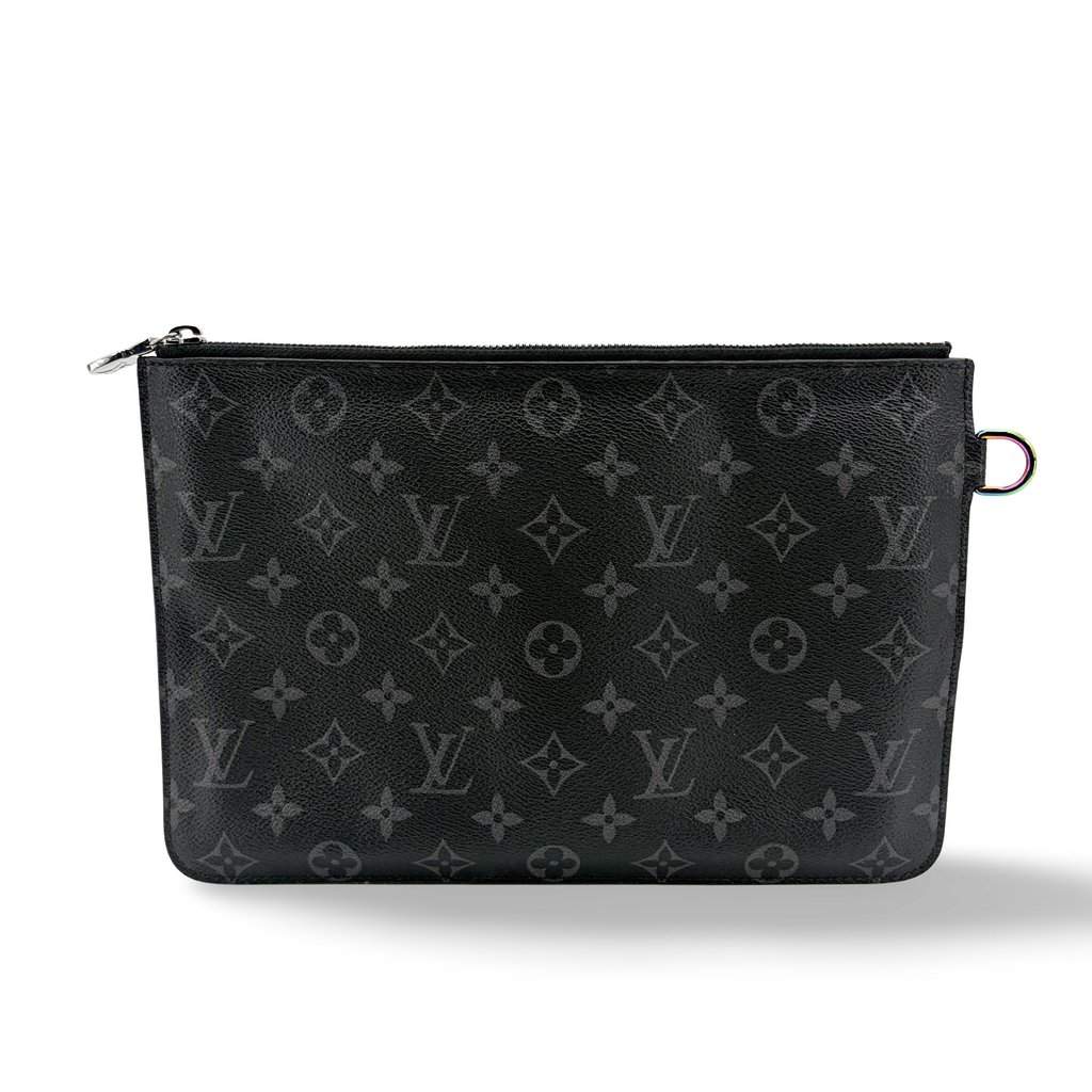 Louis Vuitton Pochette Voyage MM Monogram Eclipse Black Canvas Fair - Front View