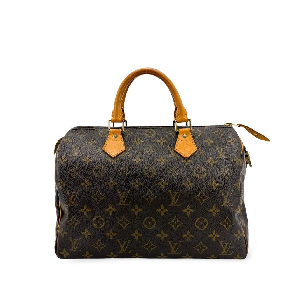 Louis Vuitton Monogram Speedy 30 Beige Canvas Good - Front View