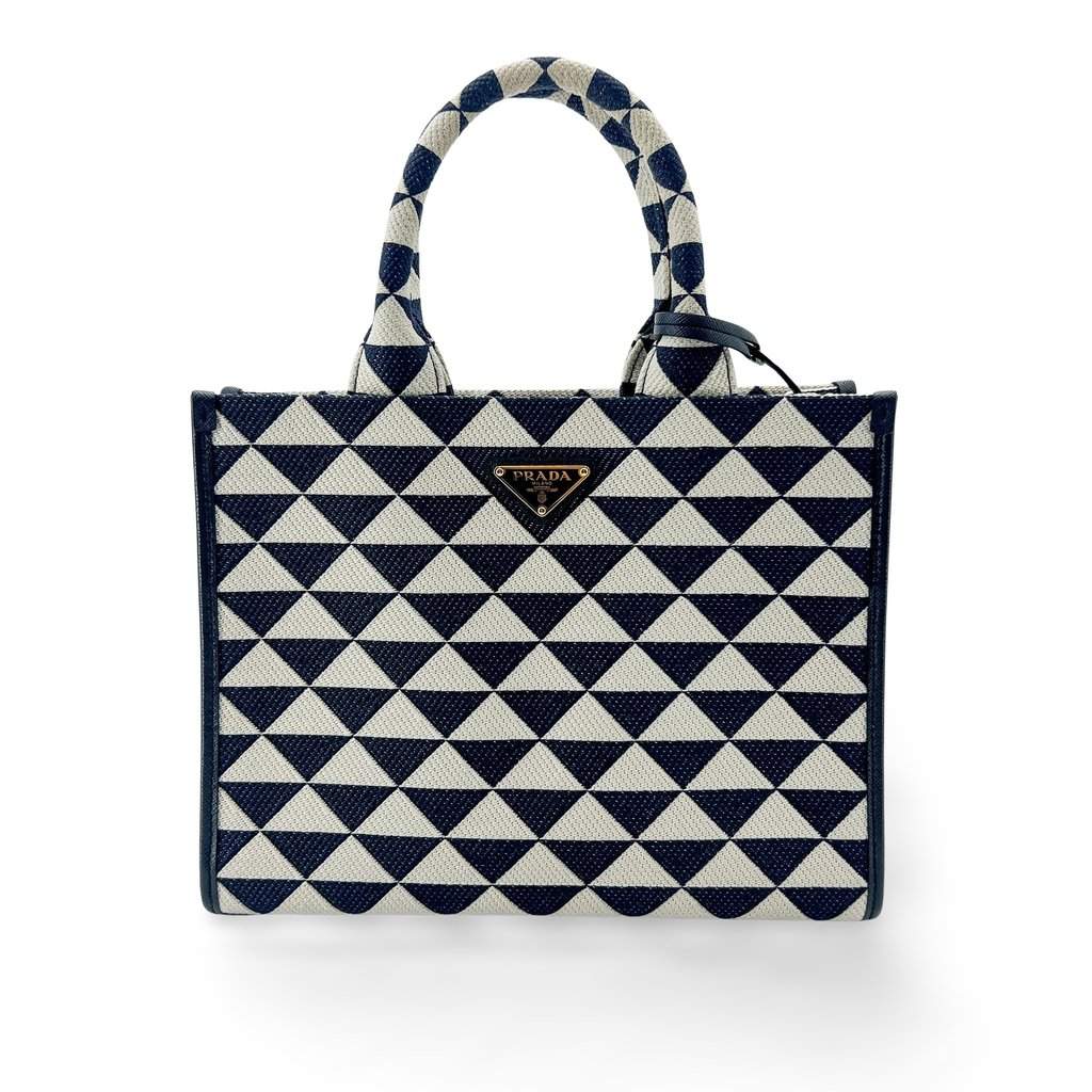 Prada Symbol embroidered fabric tote bag MultiColor Leather Very good - Front View