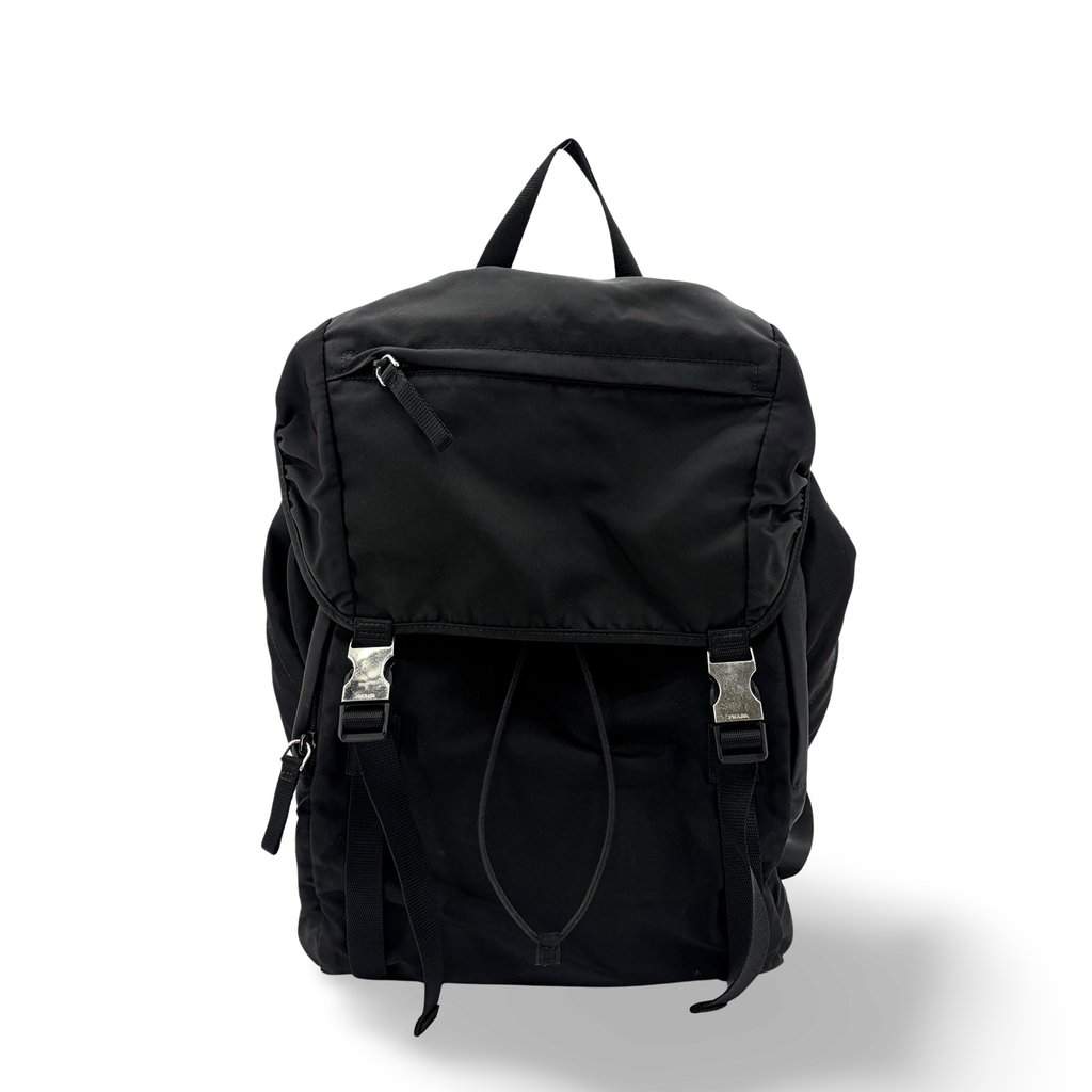 Prada Re-Nylon Backpack Medium Black Black Polyamide Good - Front View