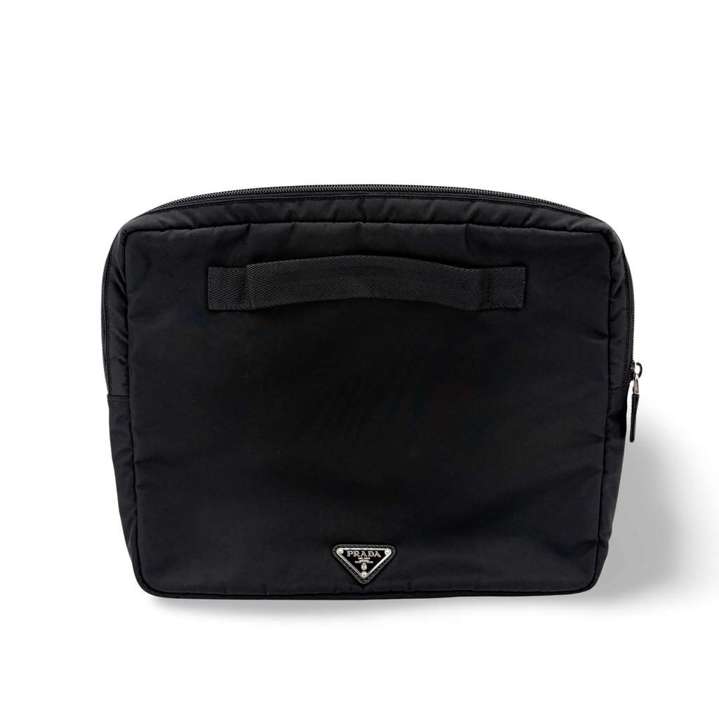 Prada Re-Nylon Travel Pouch Black Black Polyamide Good - Front View