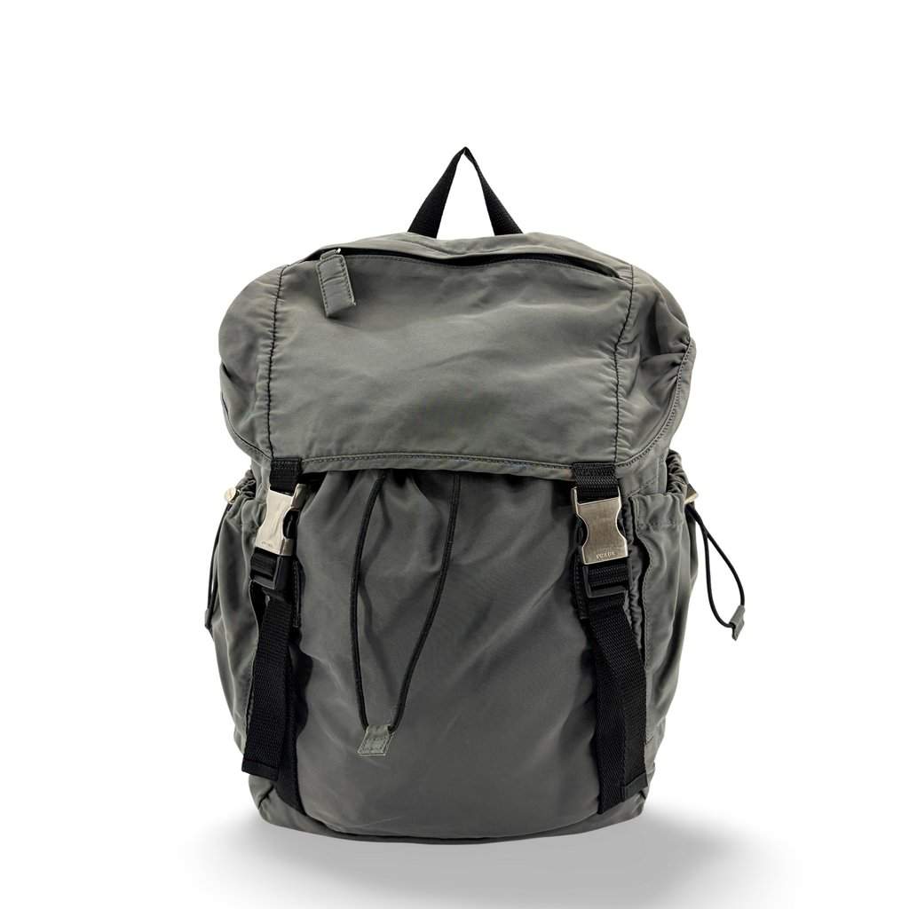 Prada Medium Nylon Backpack Gray MultiColor Polyamide Fair - Front View