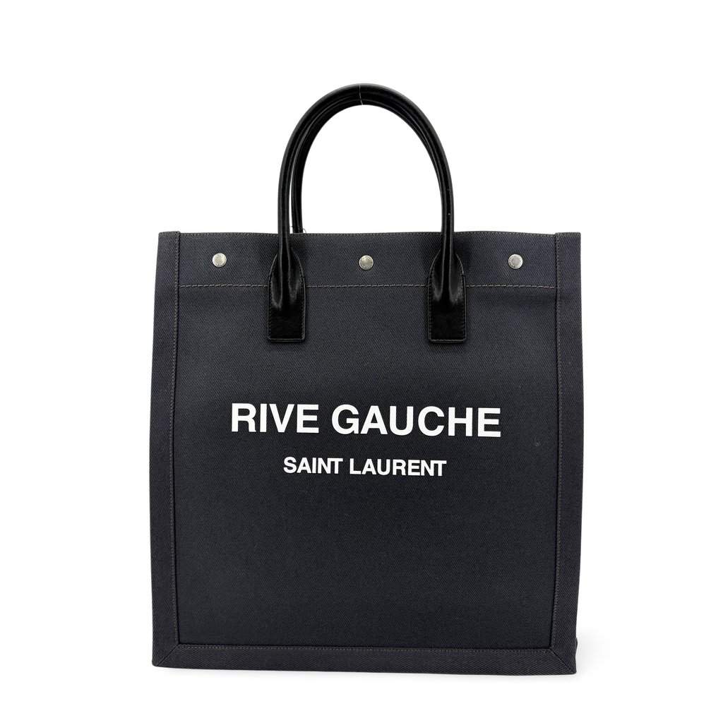 Saint Laurent Rive Gauche North/South Tote Bag Black Canvas Black Canvas Very good - Front View