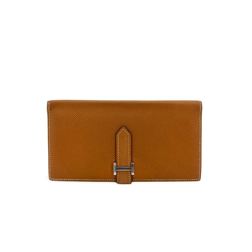 Hermès Beane Soufflé Wallet Gold Epsom Silver Hardware MultiColor Leather Good - Front View