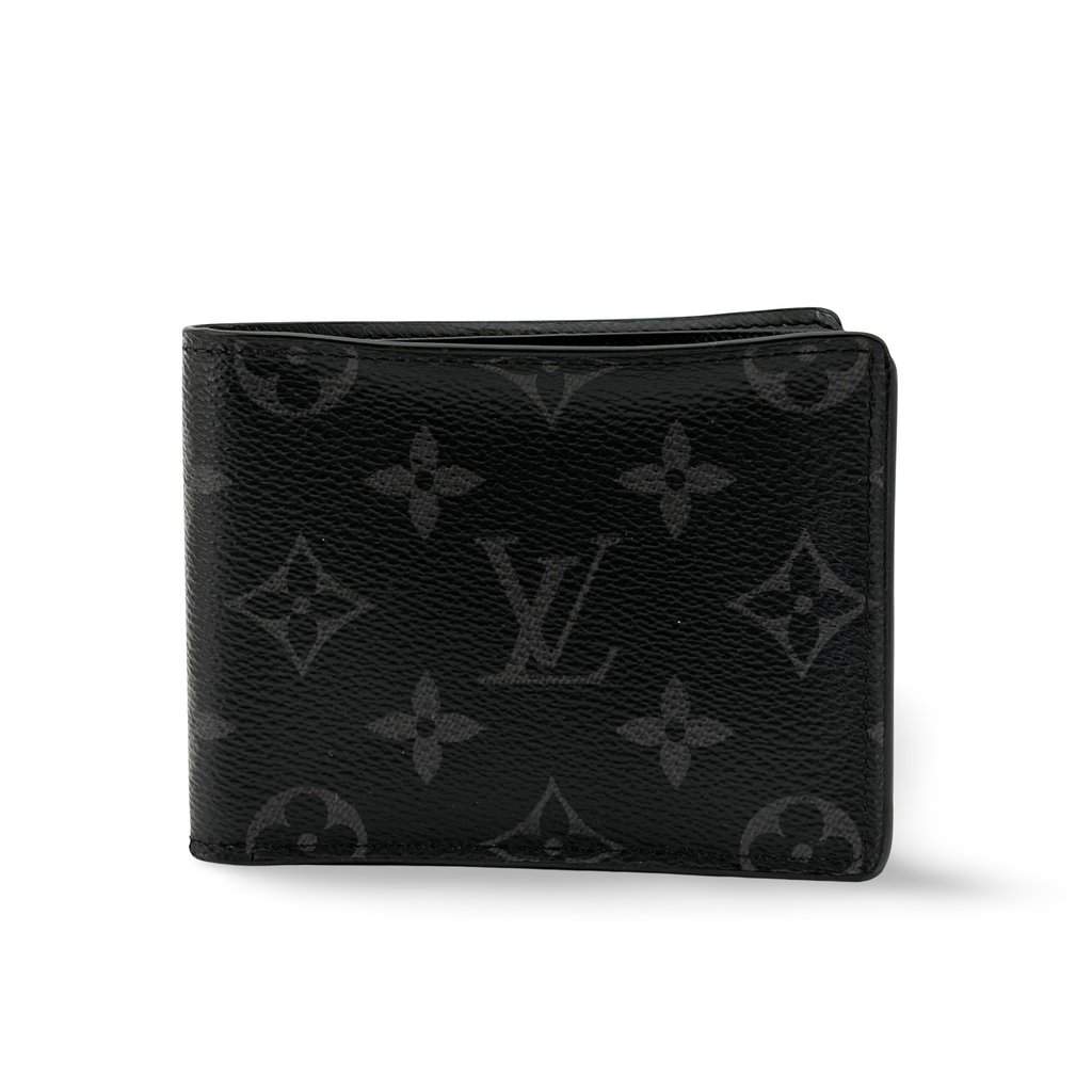 Louis Vuitton Monogram Eclipse Multiple Wallet Black Canvas Good - Front View
