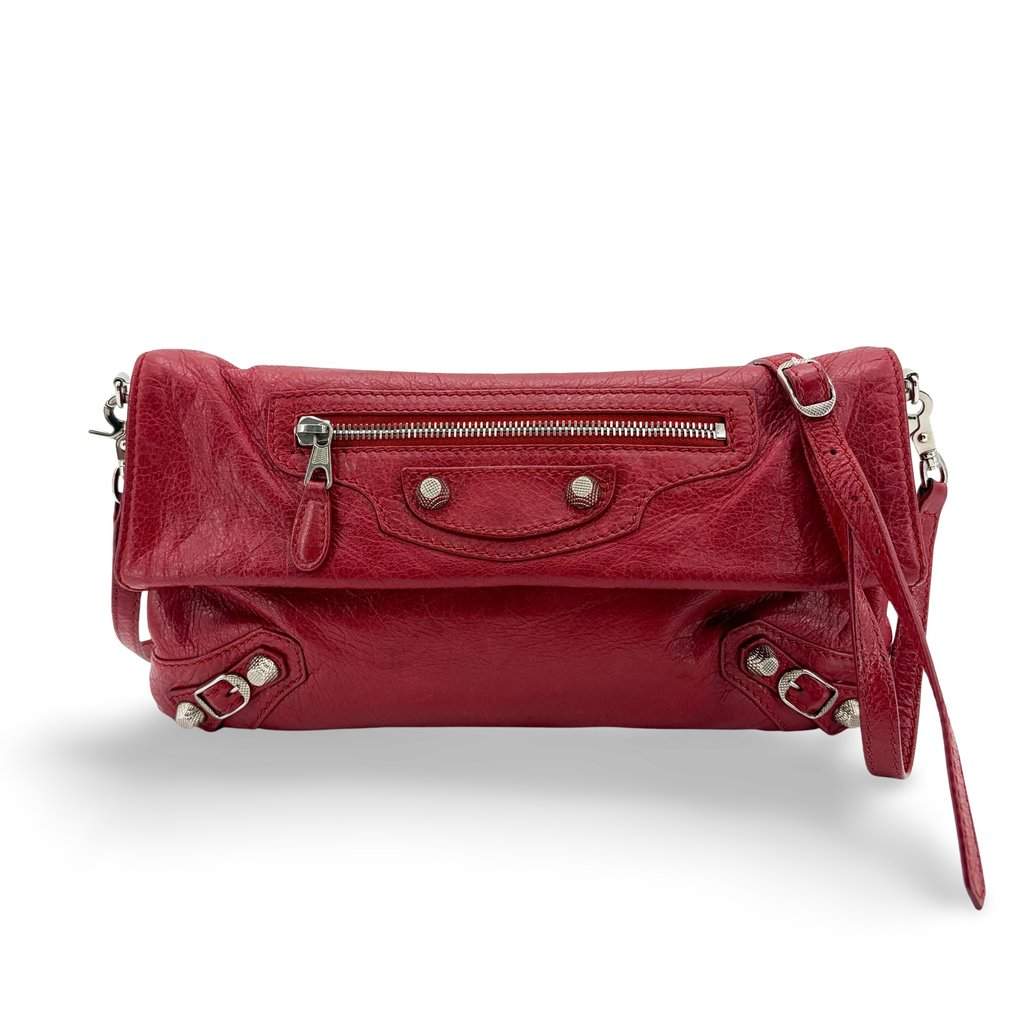 Balenciaga Giant 12 Gold Hip Bag Red Red Leather Good - Front View
