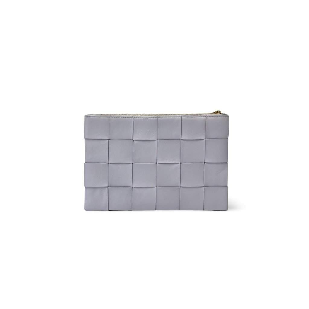 Bottega Veneta Intrecciato Mini Clutch Bag Lavender Purple Leather Good - Front View