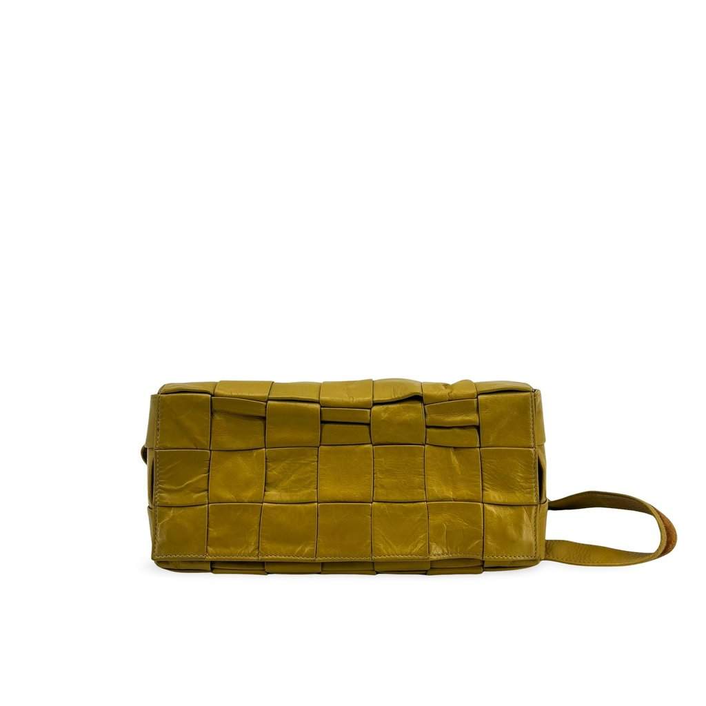 Bottega Veneta Small Brick Cassette Bag Ochre Khaki Leather Fair - Front View