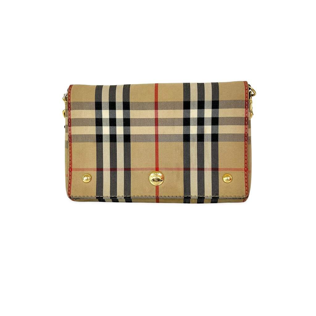 Burberry Vintage Check Note Crossbody Bag Archive Beige Black Good - Front View