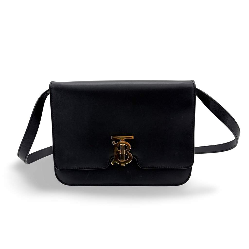 Burberry Small TB Bag Black Gold Hardware Black Leather Very good - Front View