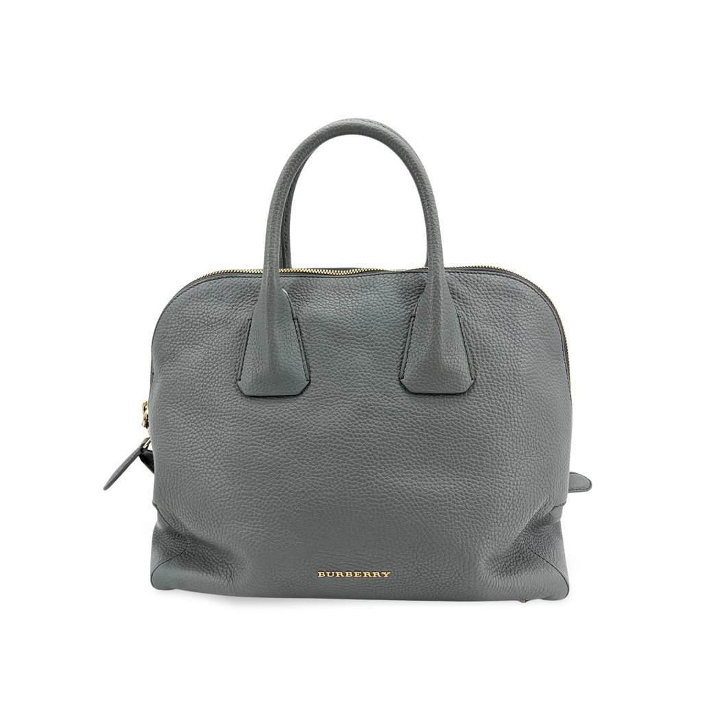 Burberry Grain Leather Greenwood Bowling Bag Grey MultiColor Leather Good - Front View