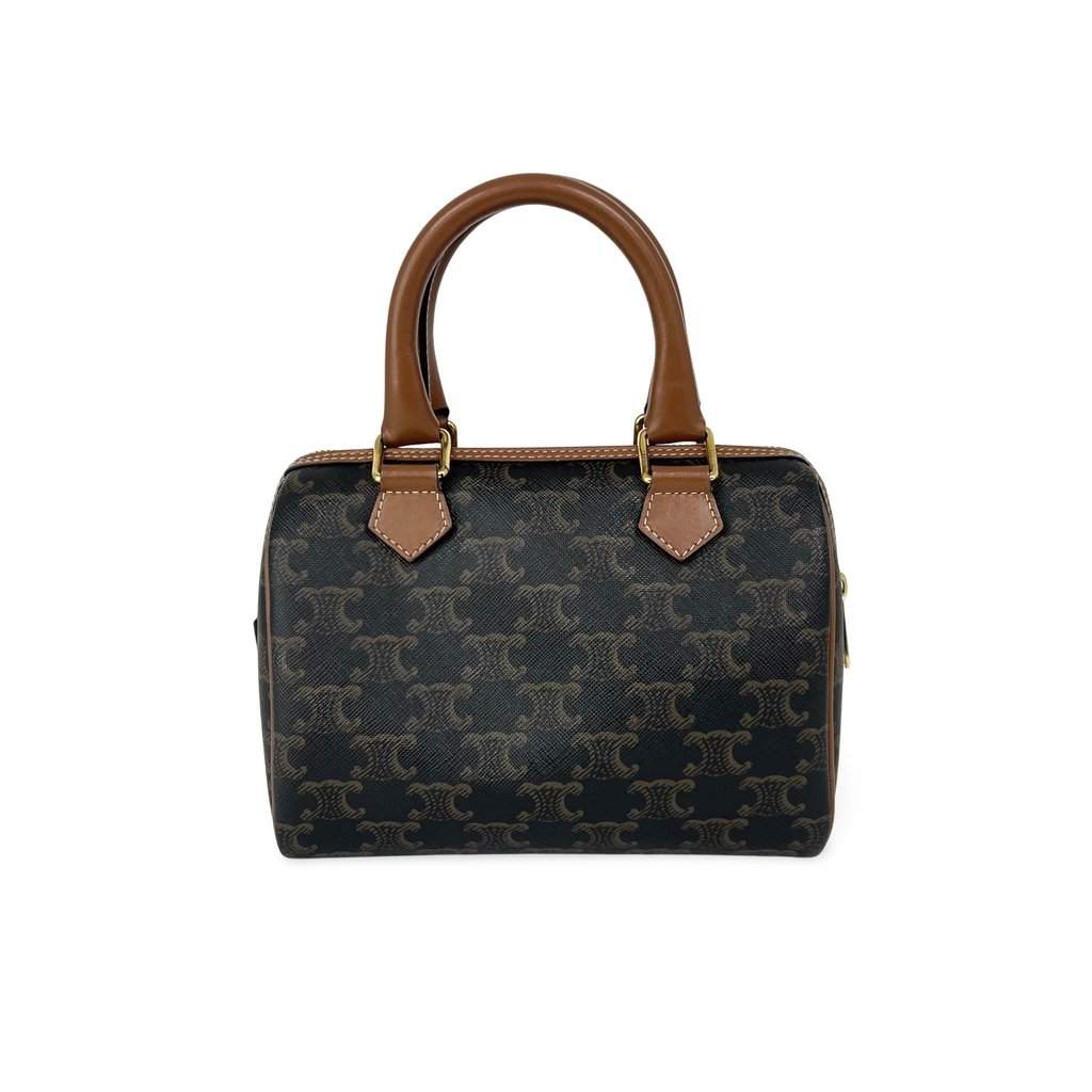 Celine Triomphe Canvas Mini Boston Bag Brown Canvas Very good - Front View