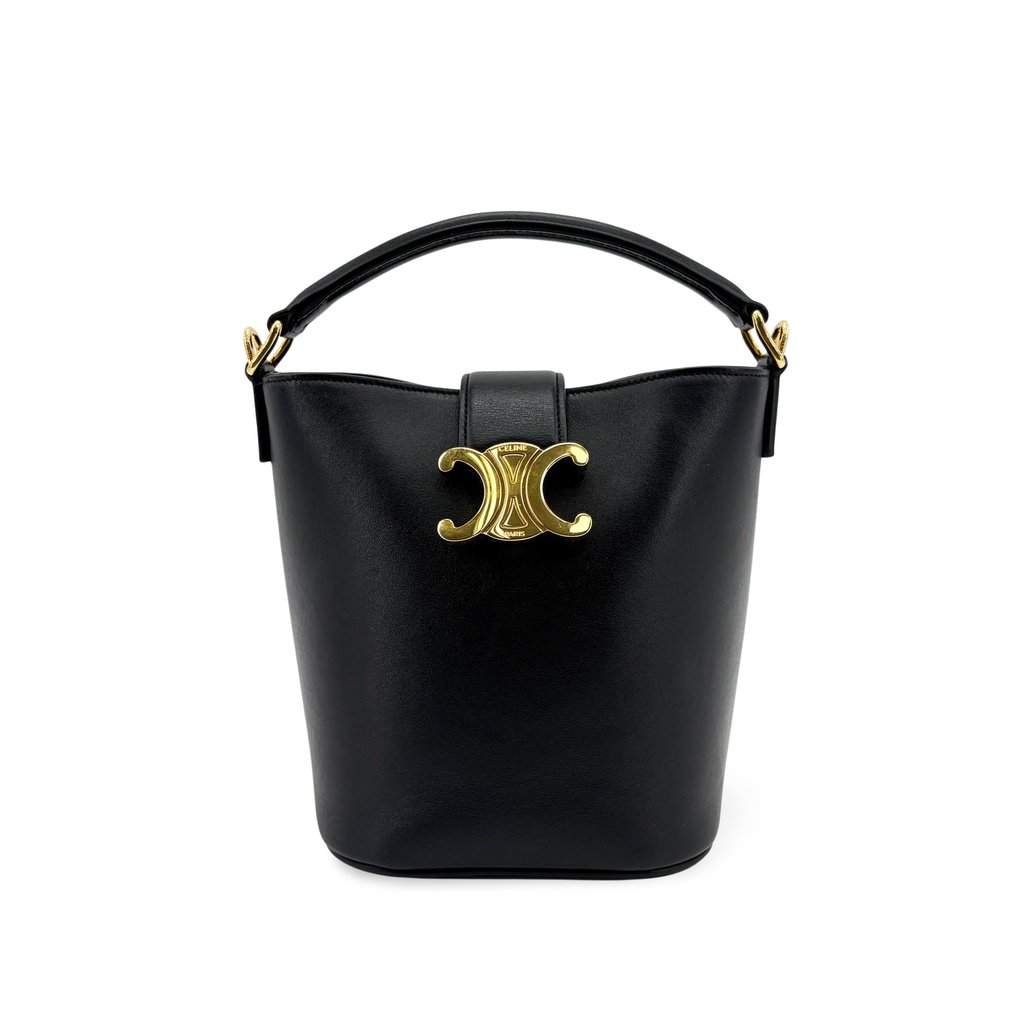 Celine Small Bucket Trionf Shiny Calfskin Black Black Leather Very good - Front View