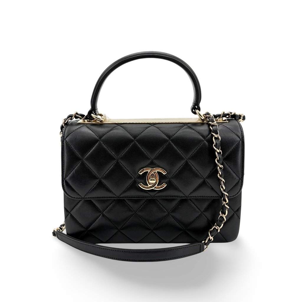 Chanel Trendy CC Small Top Handle Bag Gold Hardware Black Built-in Chip MultiColor Leather Very good - Front View