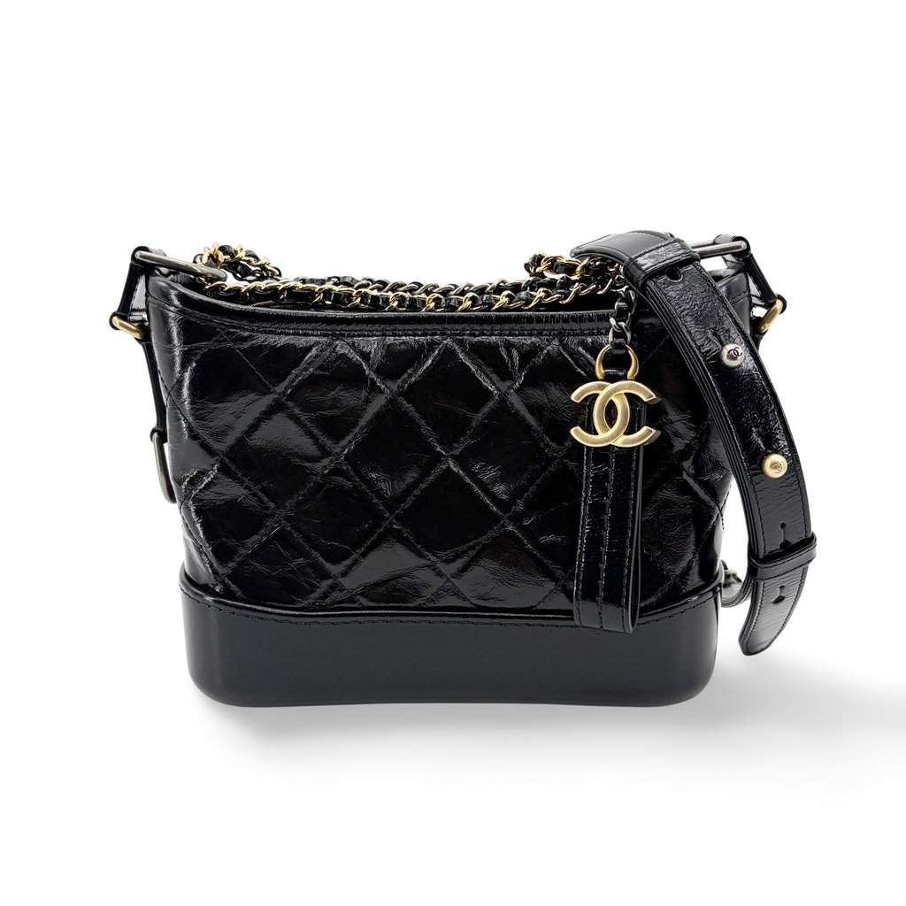 Chanel Small Gabriel Hobo Bag Black Black Leather Very good - Front View