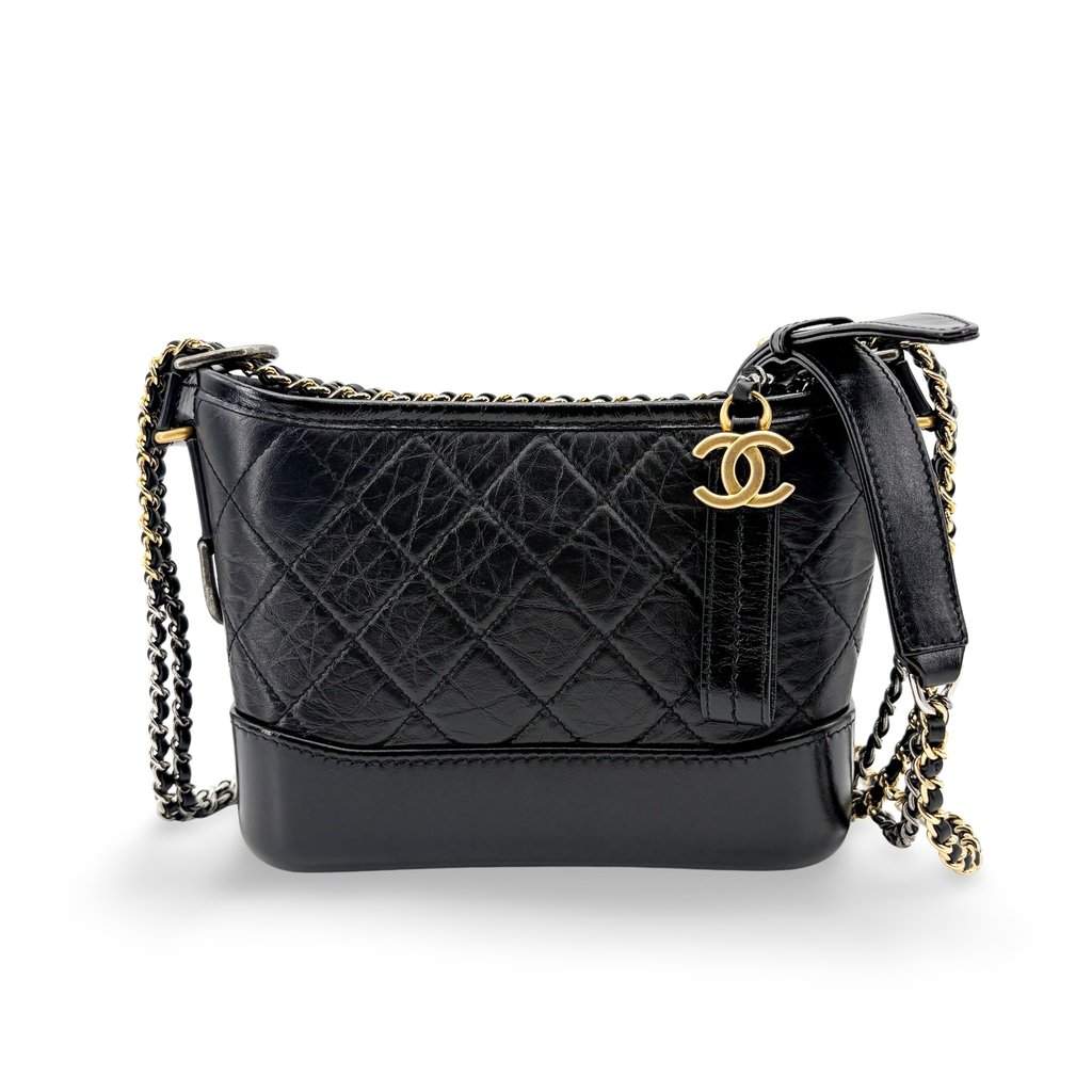 Chanel Gabriel Small Hobo Bag Black Black Leather Very good - Front View
