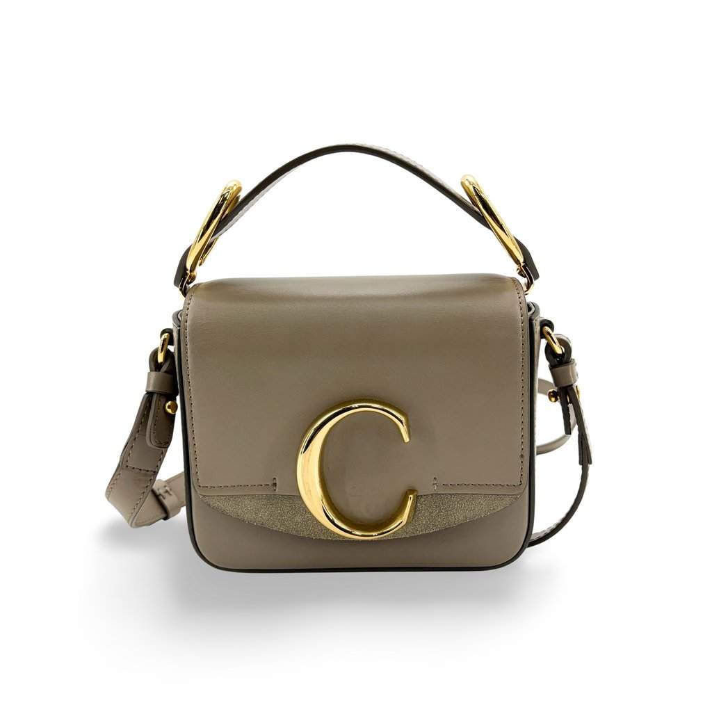 Chloé C Mini Bag Moti Grey Gold Leather Good - Front View