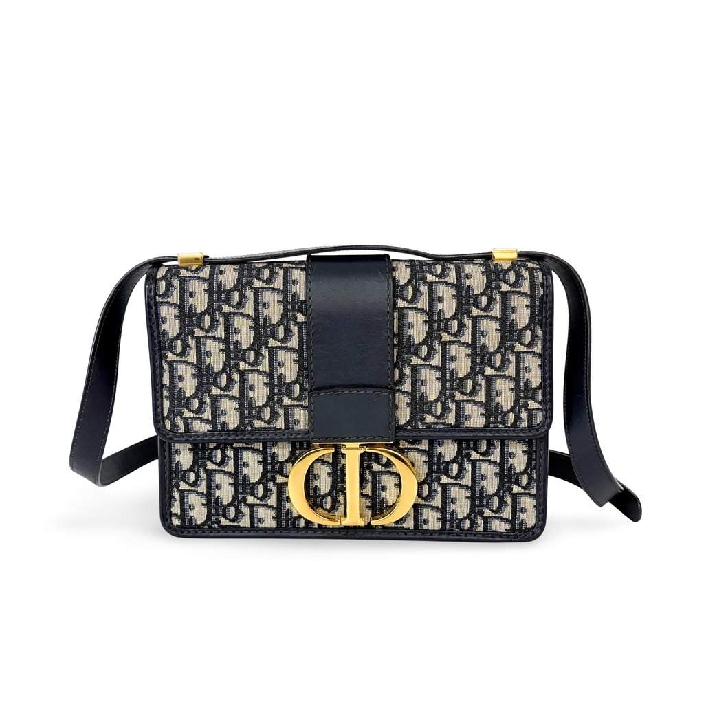 Dior 30 Montaigne Blue Oblique Jacquard Bag MultiColor Jacquard Very good - Front View