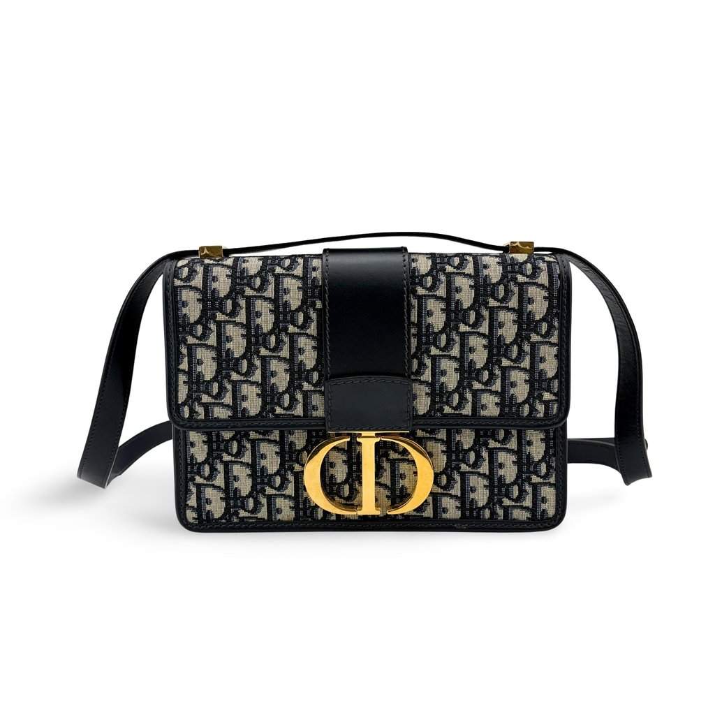 Dior 30 Montaigne Bag Blue Oblique Jacquard MultiColor Jacquard Very good - Front View