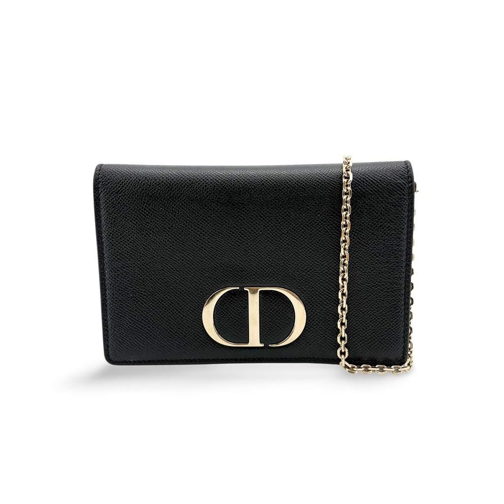 Dior 30 Montaigne 2-in-1 Pouch Black Grain Calfskin Black Leather Very good - Front View