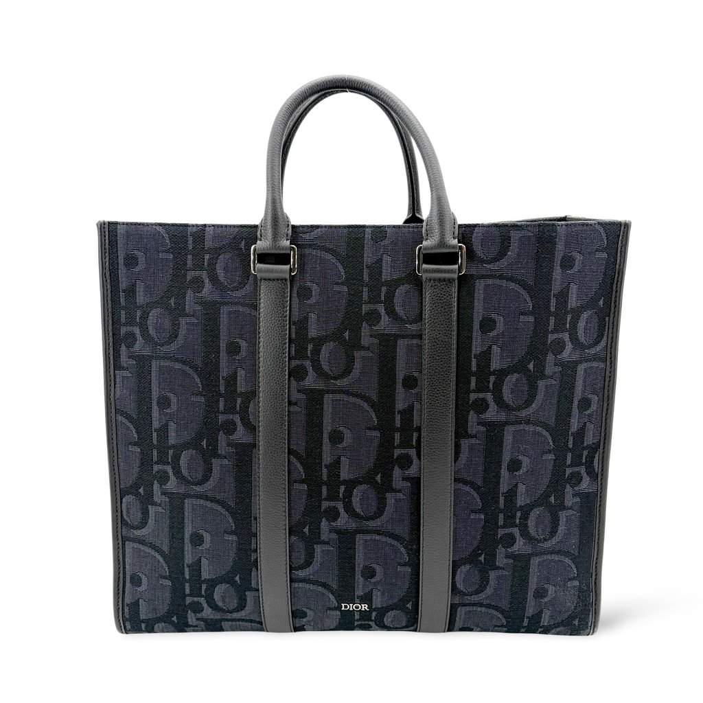Dior Vertical Tote Bag Black Oblique Jacquard Black Jacquard Very good - Front View