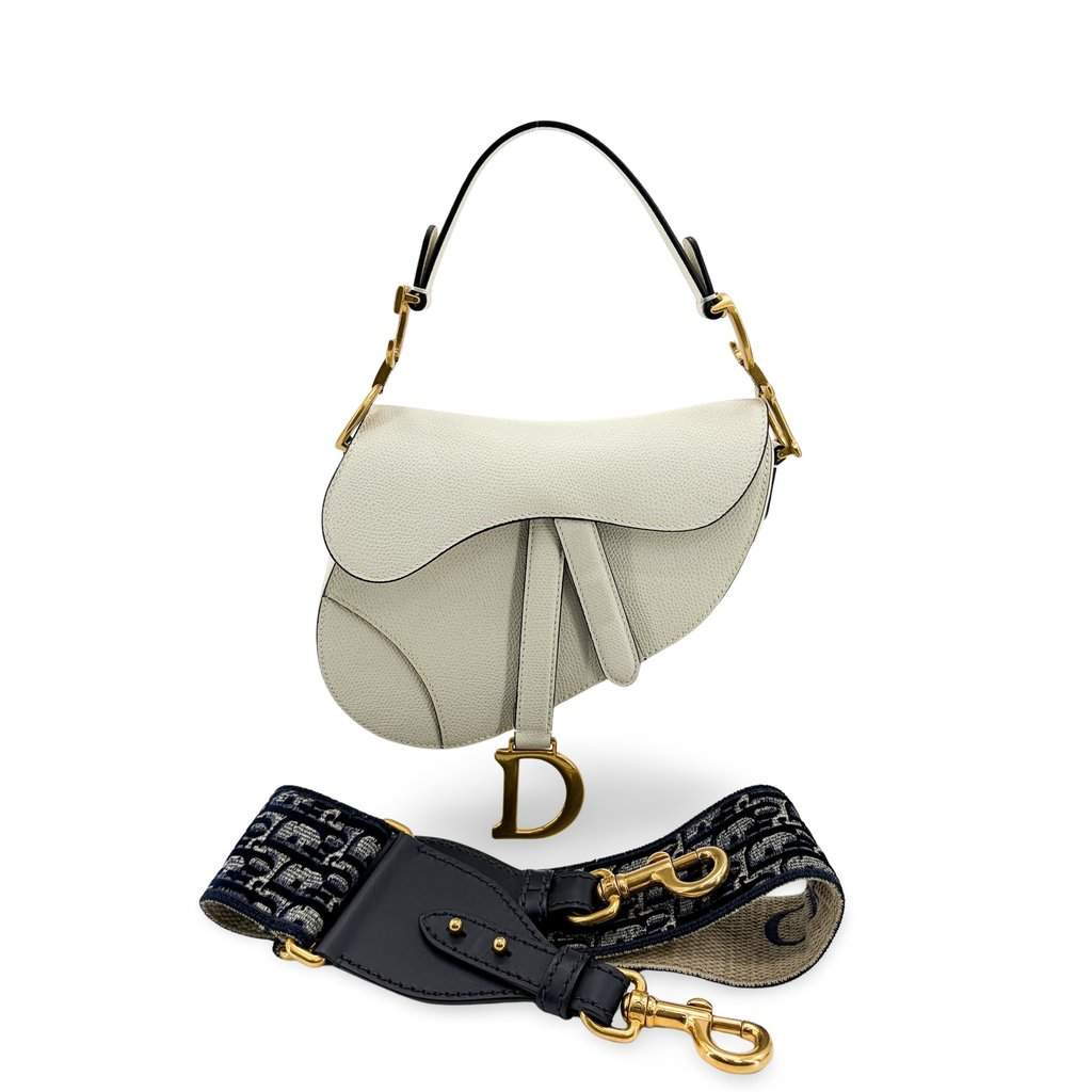 Dior Saddle Bag Latte Grain Gold Hardware + Separate Strap Gold Leather Very good - Front View