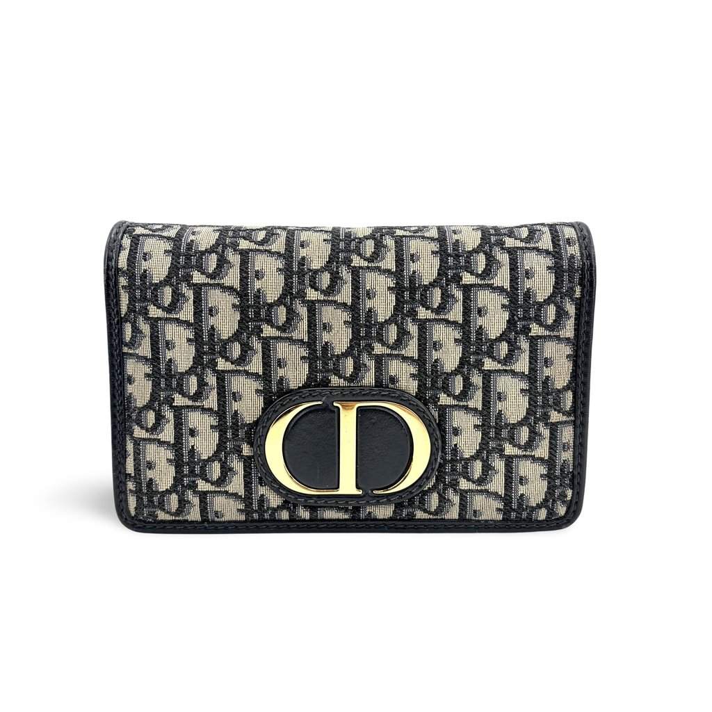 Dior 30 Montaigne Two-in-One Pouch Blue Dior Oblique Jacquard Beige Jacquard Very good - Front View