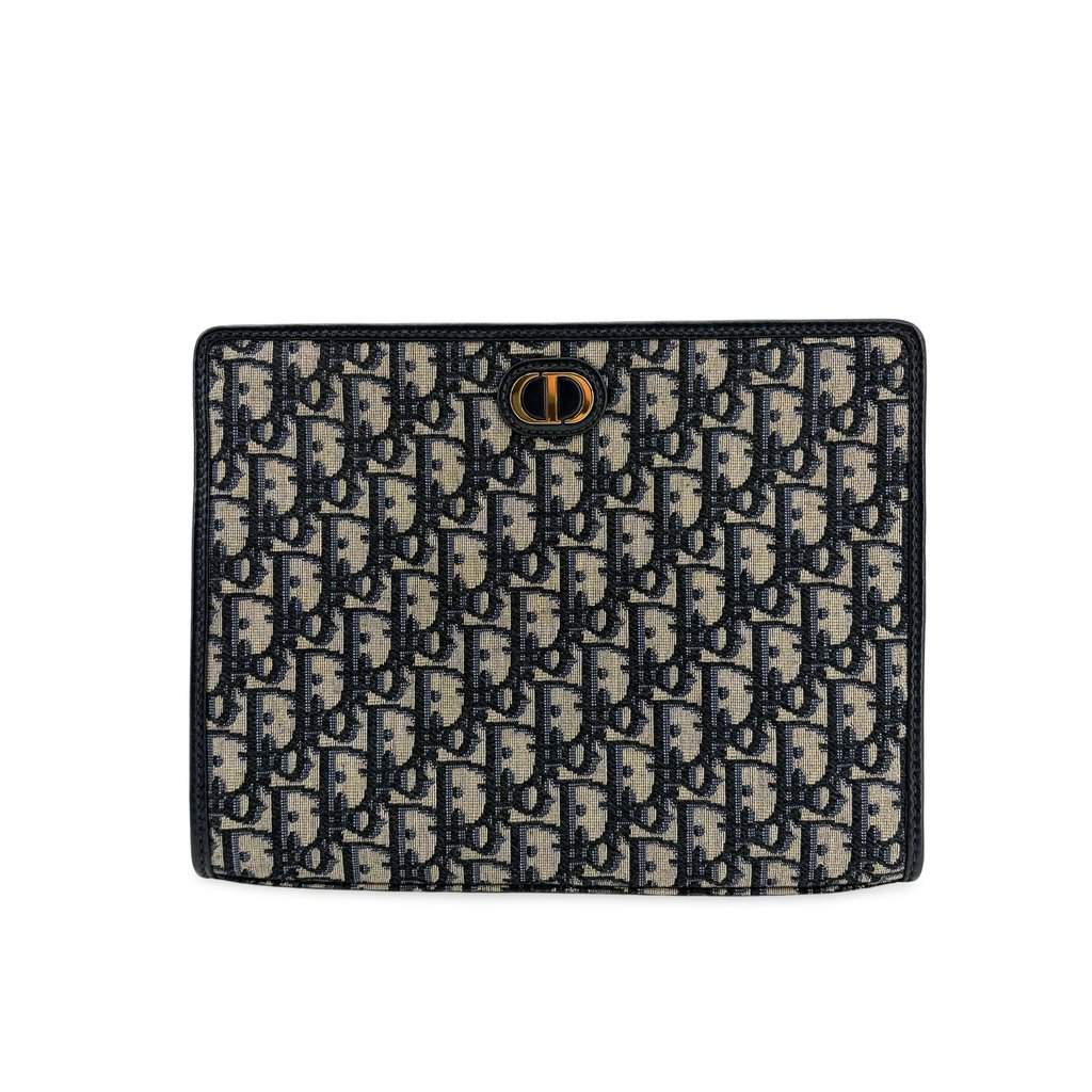 Dior 30 Montaigne Beauty Pouch Blue Oblique Jacquard Beige Jacquard Very good - Front View