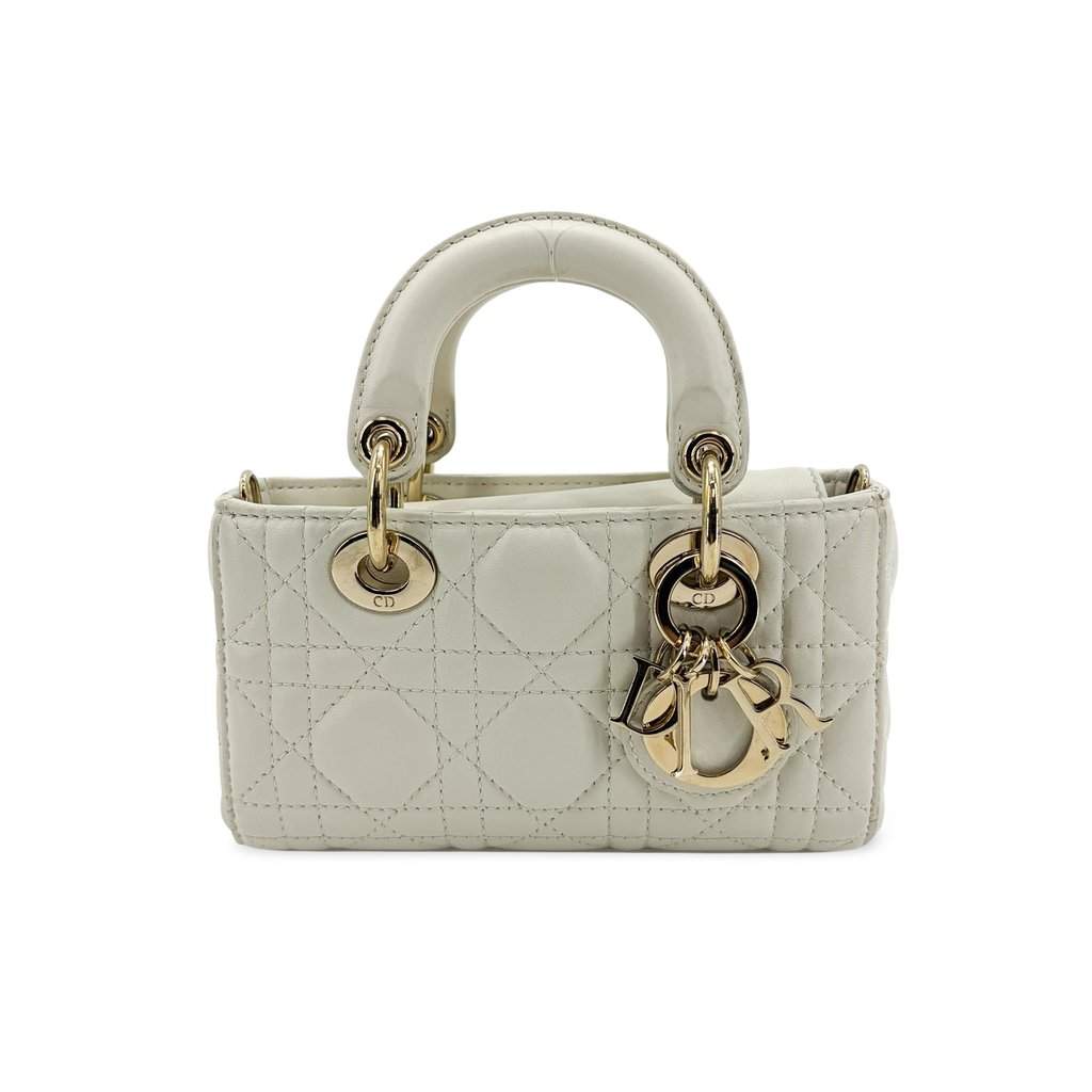 Dior Micro Lady Dejoy Back Latte White Leather Very good - Front View