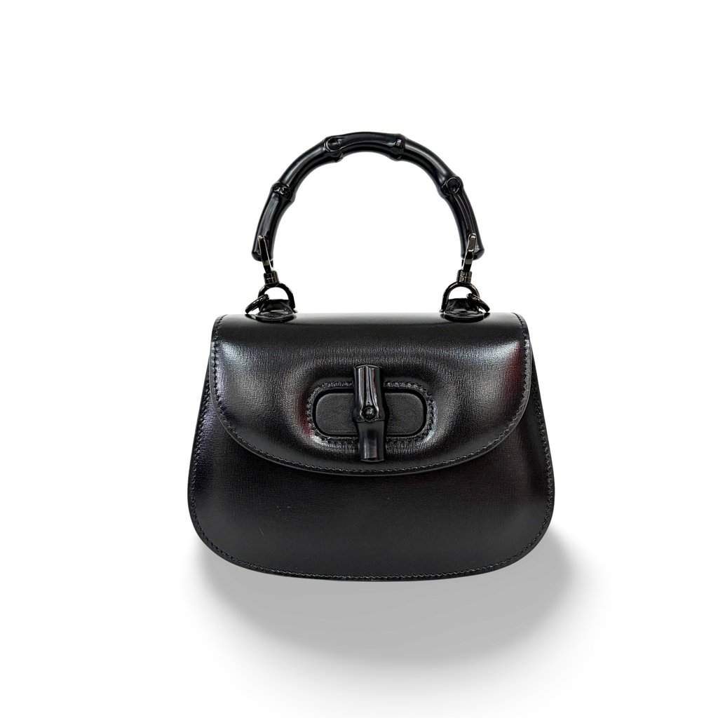 Gucci Bamboo 1947 Mini Top Handle Bag Black MultiColor Leather Very good - Front View