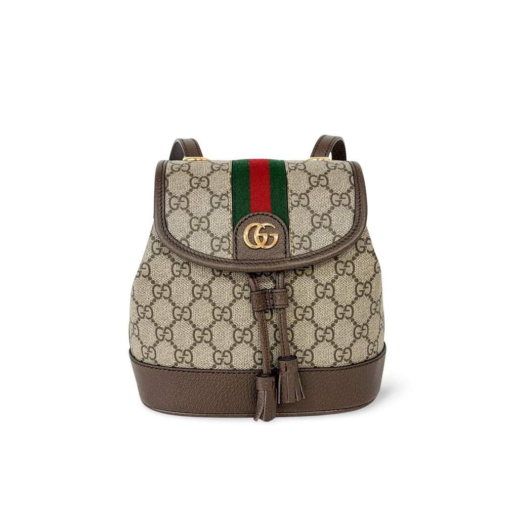 Gucci Ophidia GG Small Backpack Brown MultiColor Canvas Good - Front View