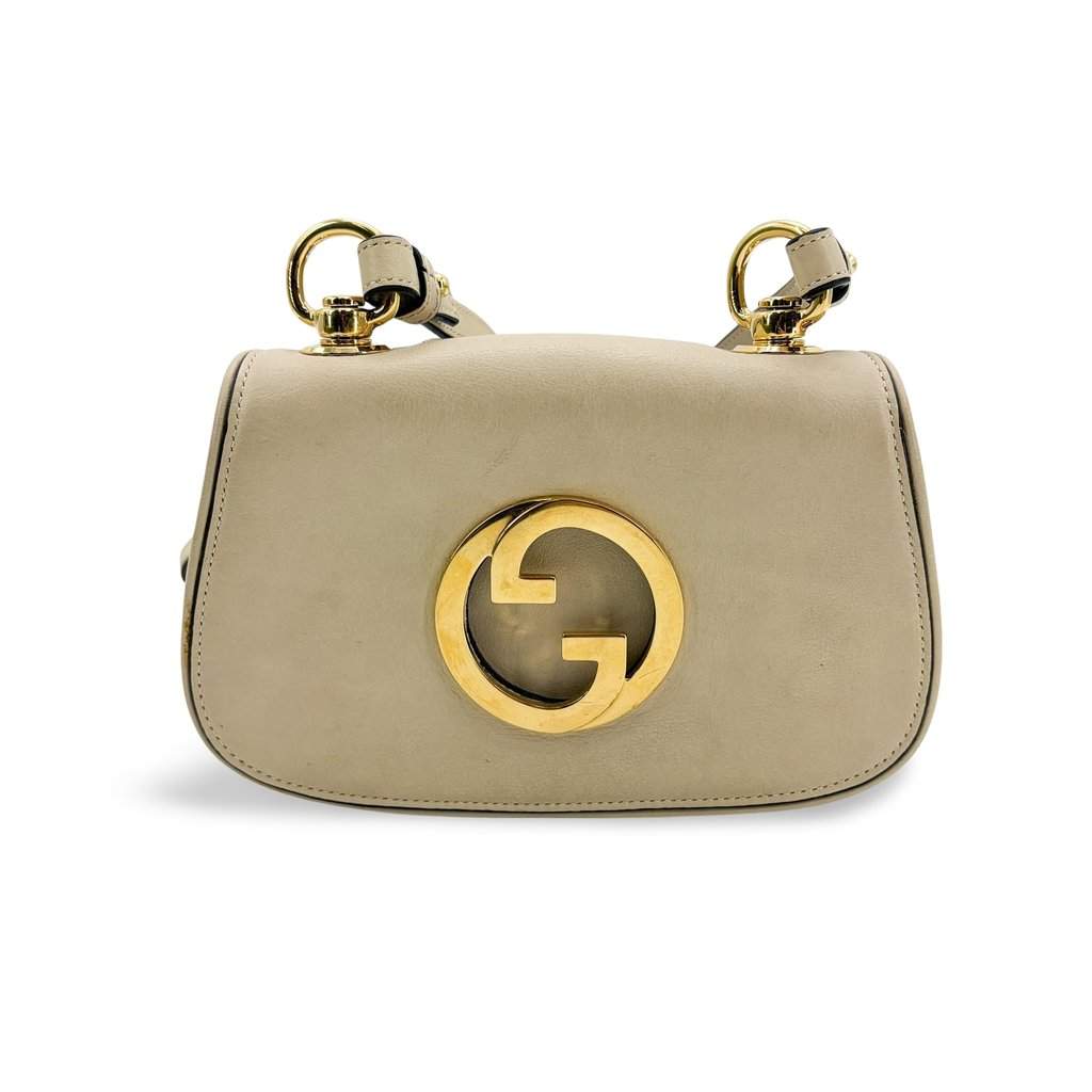 Gucci Blondie Small Shoulder Bag Beige Beige Leather Fair - Front View