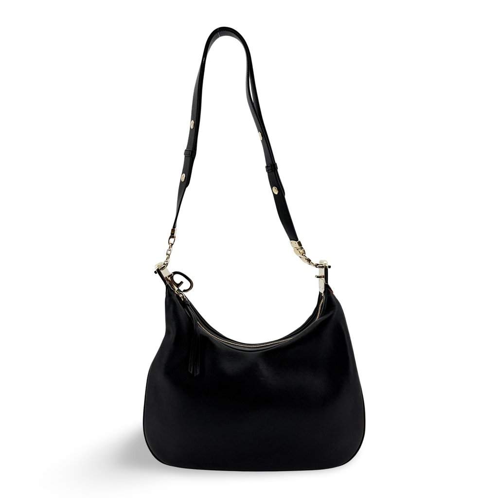 Gucci Attache Black Shoulder Bag Black Leather Good - Front View