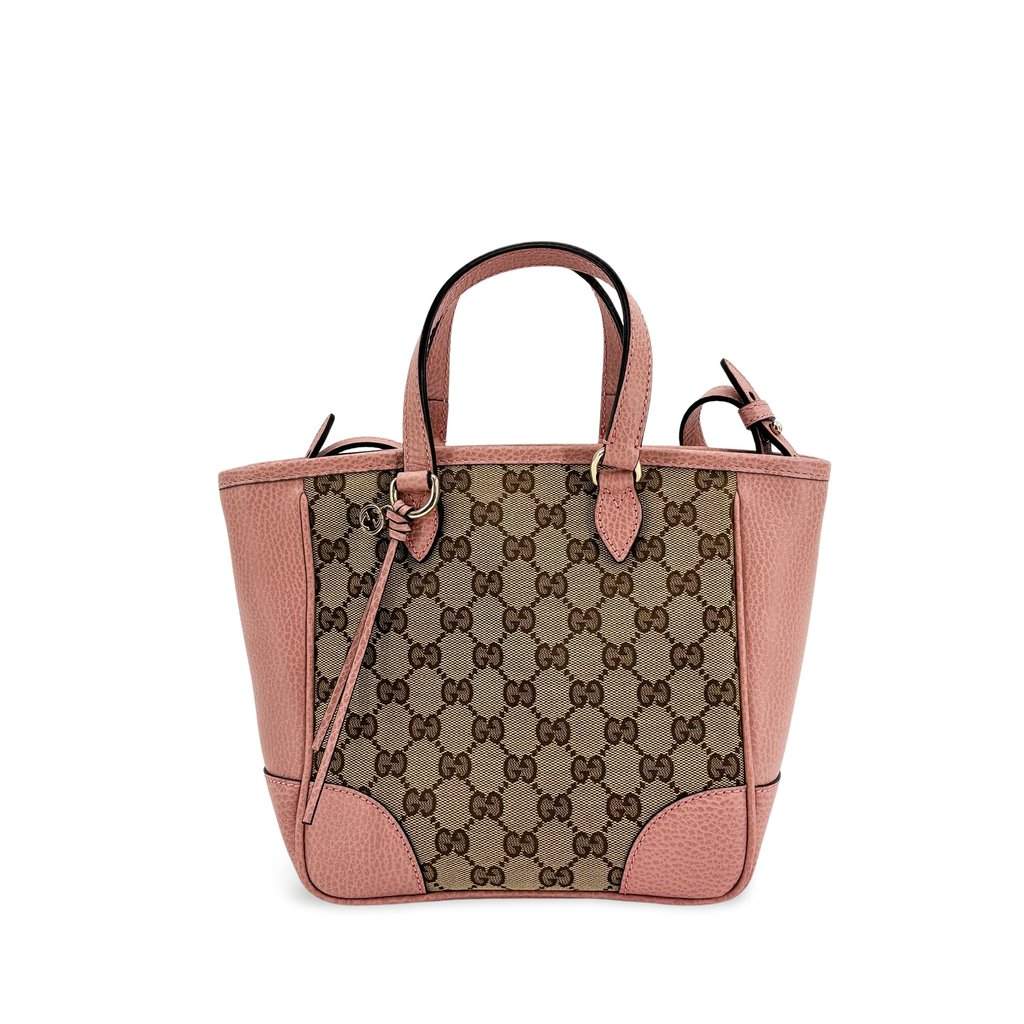 Gucci Bree GG Canvas Small Tote Bag Pink Beige Canvas Good - Front View