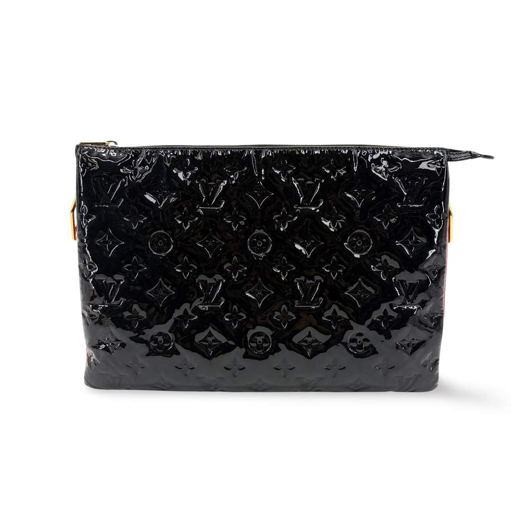Louis Vuitton Monogram Vernis Pochette Cosmetic PM Noir Black Leather Good - Front View