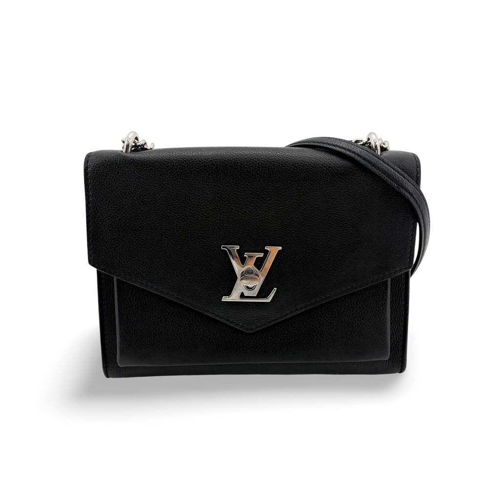 Louis Vuitton Lockme II Shoulder Bag Black with Silver Hardware Black Leather Good - Front View