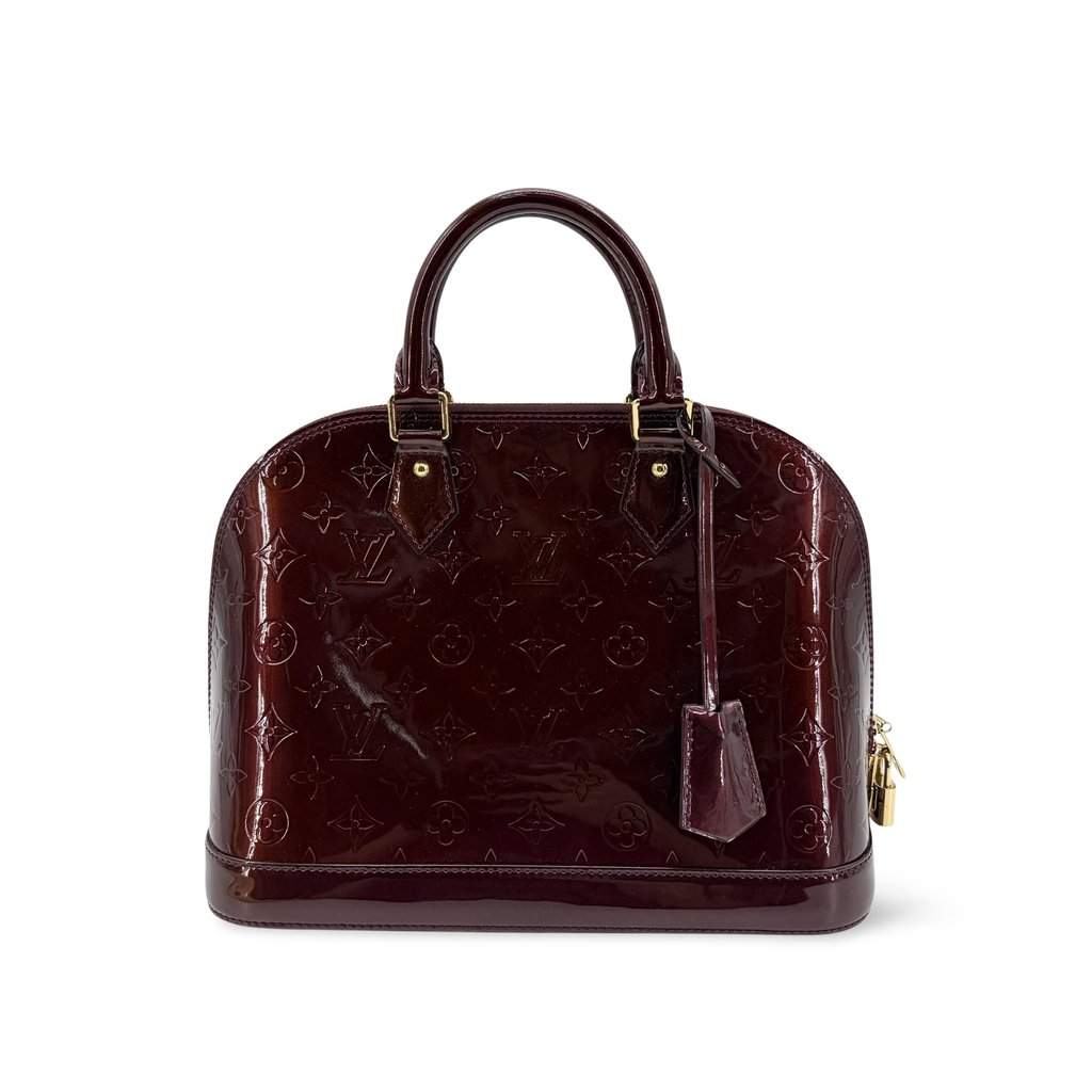 Louis Vuitton Alma PM Monogram Vernis Amarante Burgundy Leather Good - Front View