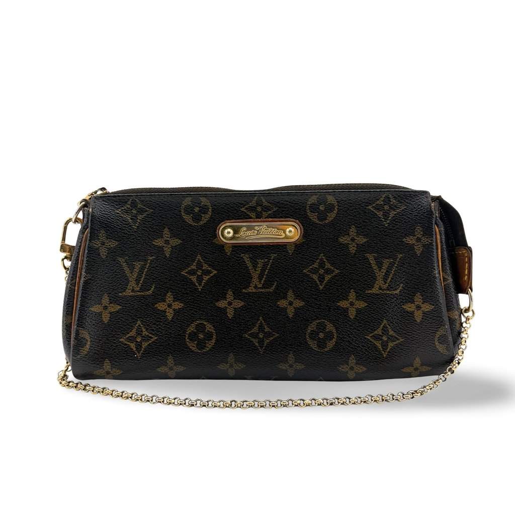Louis Vuitton Monogram Eva Clutch Brown Canvas Good - Front View