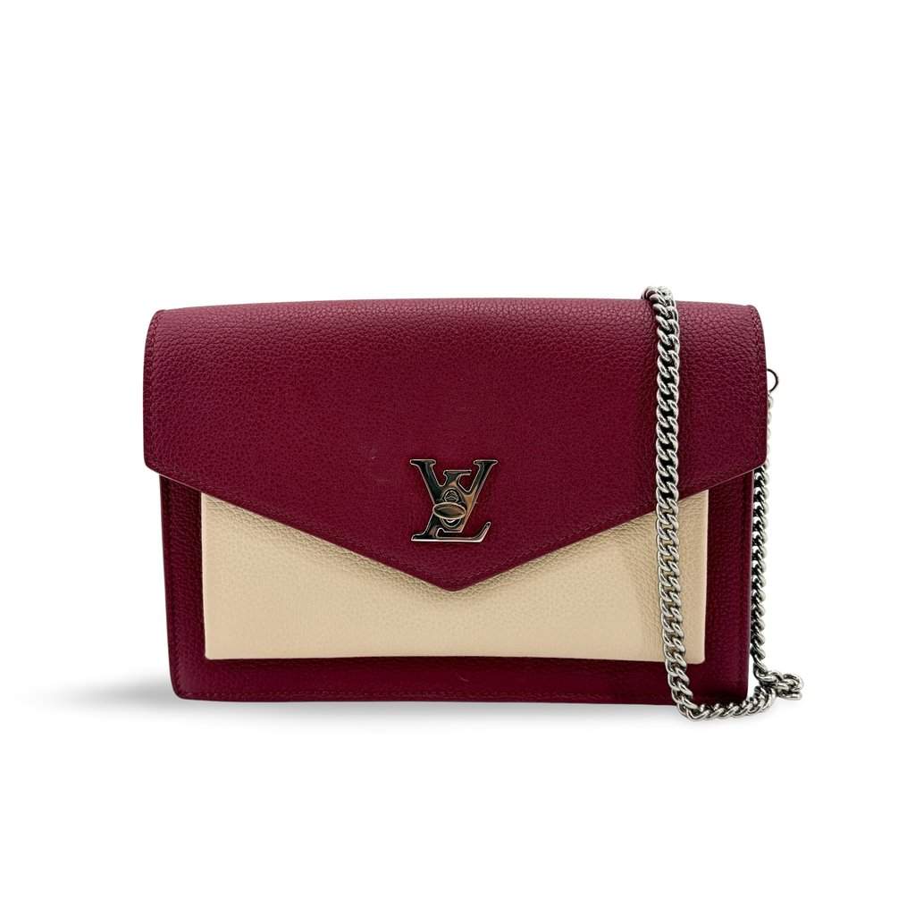 Louis Vuitton My Lock Me Chain Bag Burgundy Beige Beige Leather Good - Front View