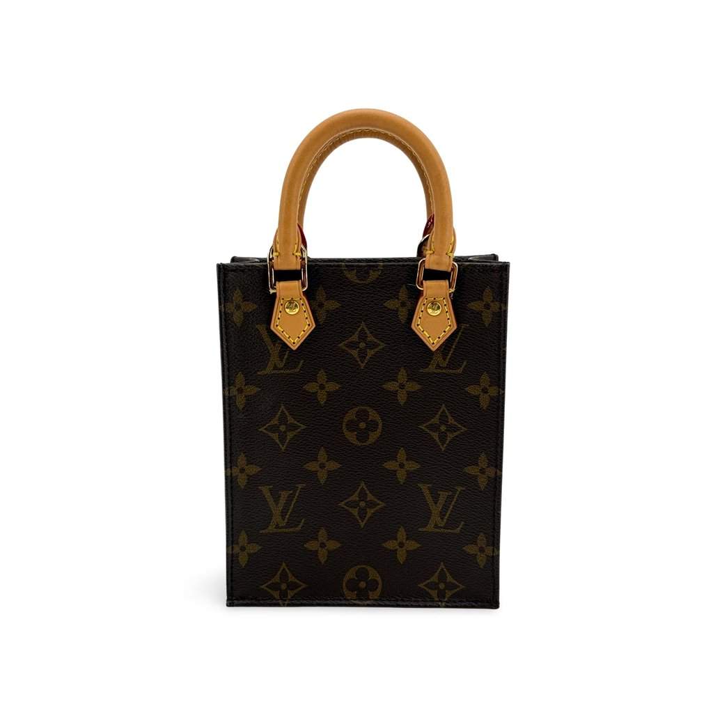Louis Vuitton Monogram Petit Sac Plat Beige Canvas Very good - Front View