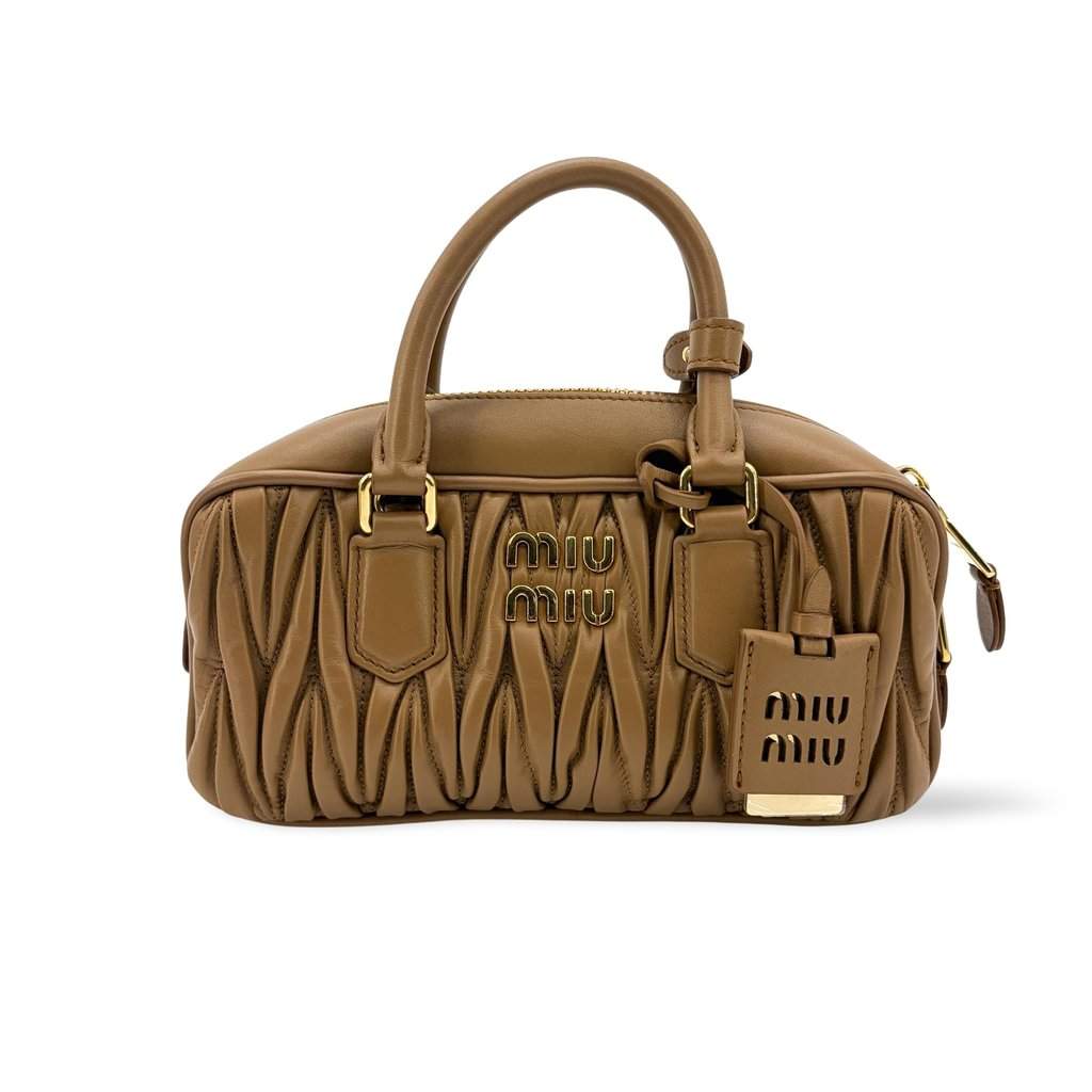 Miu Miu Arkadi Matelassé Napa Leather Bag Brown Brown Leather Very good - Front View