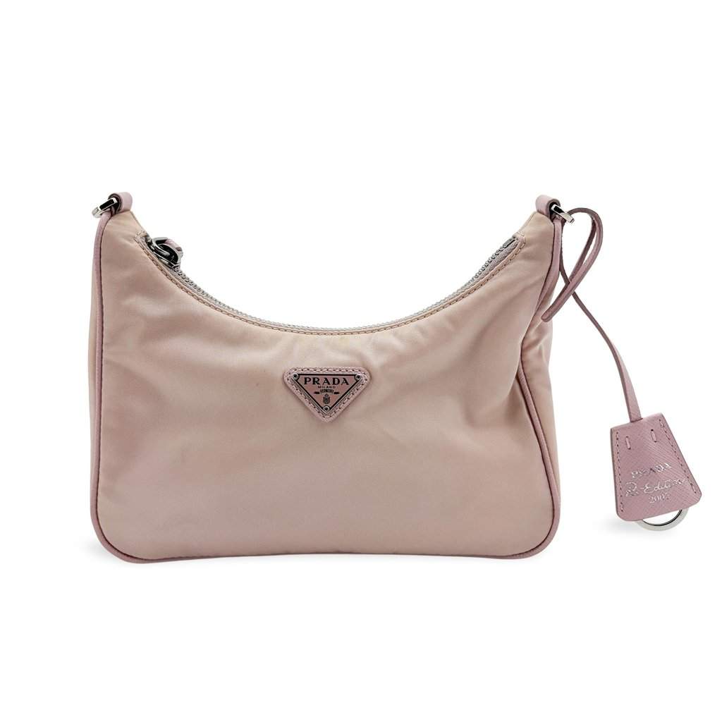 Prada Re-edition 2005 Nylon Mini Bag Alabaster Pink Pink Polyamide Fair - Front View