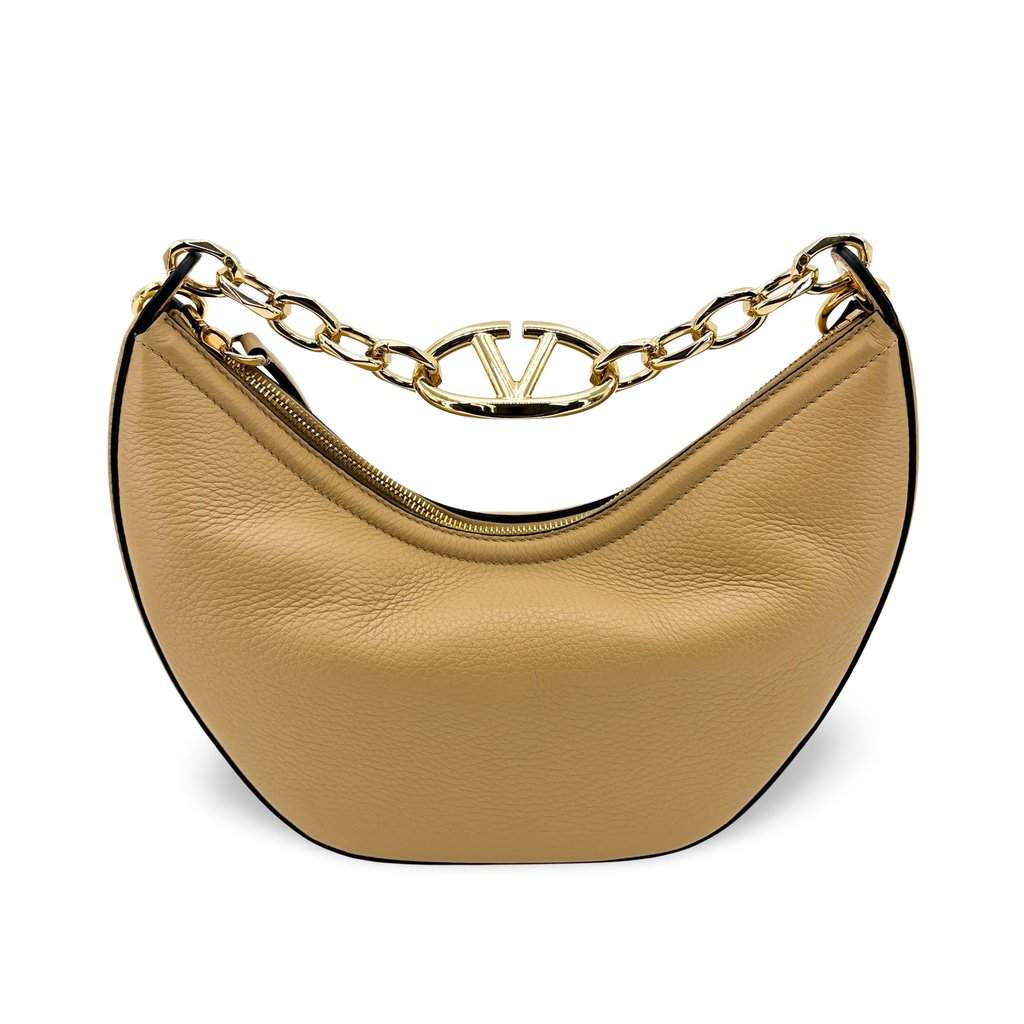 Valentino Garavani Small V-Logo Moon Back Beige Beige Leather Very good - Front View