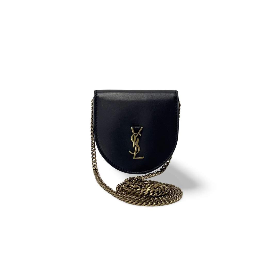 Saint Laurent Baby Kaia Satchel Bag Black Leather Good - Front View