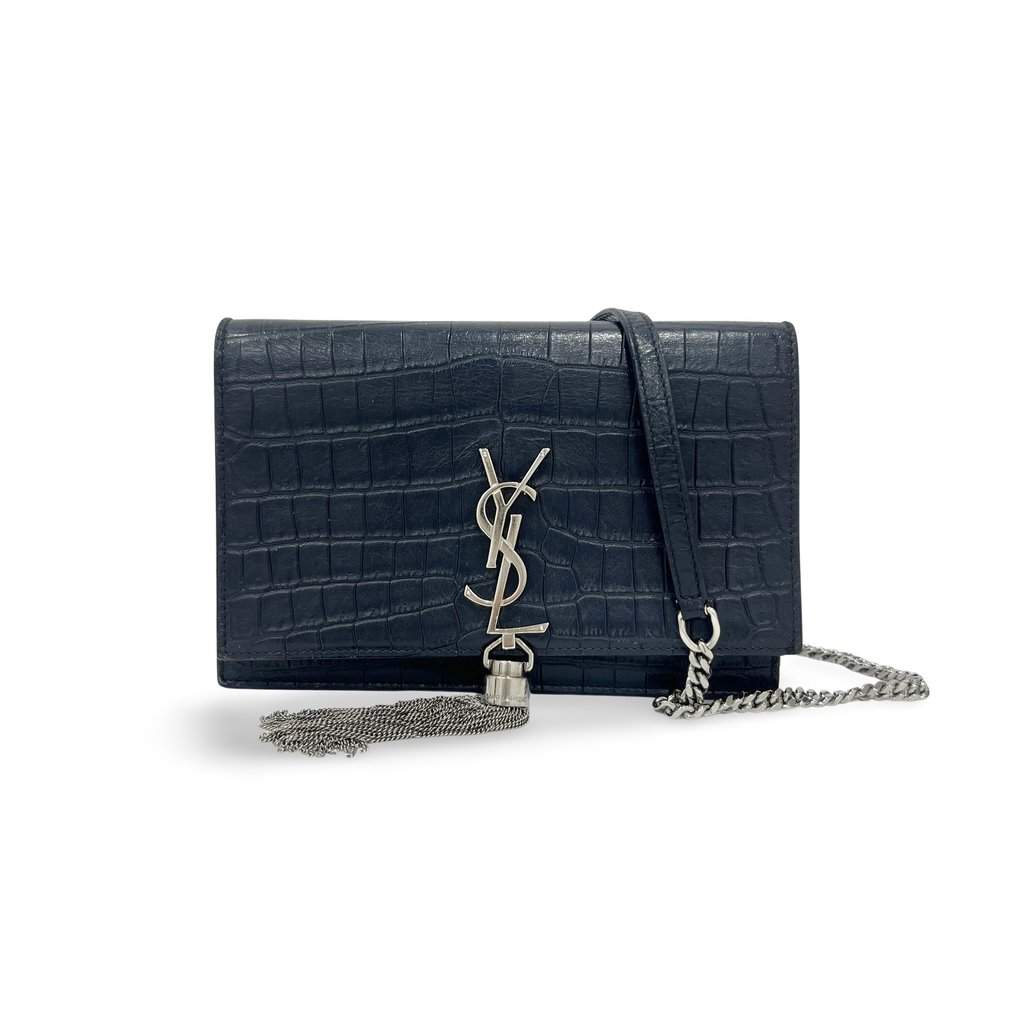 Saint Laurent WOC Tassel Kate Bag Navy Leather Very good - Front View