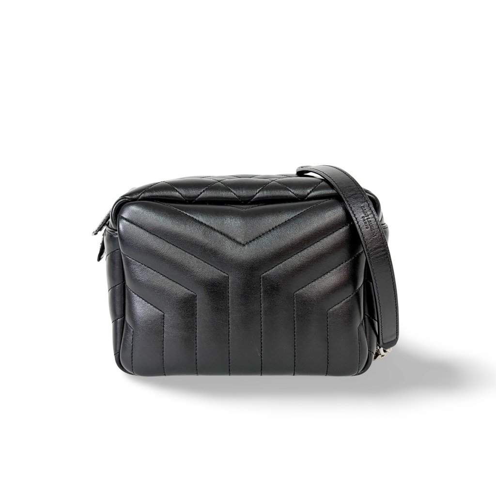 Saint Laurent Lou Camera Bag Quilted Leather Black Silver Hardware MultiColor Leather Good - Front View