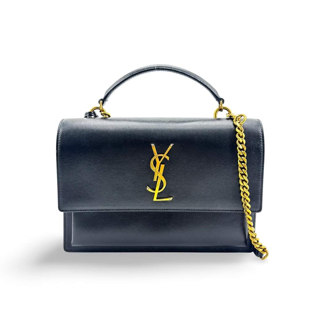 Saint Laurent Medium Sunset Top Handle Bag Black Black Small