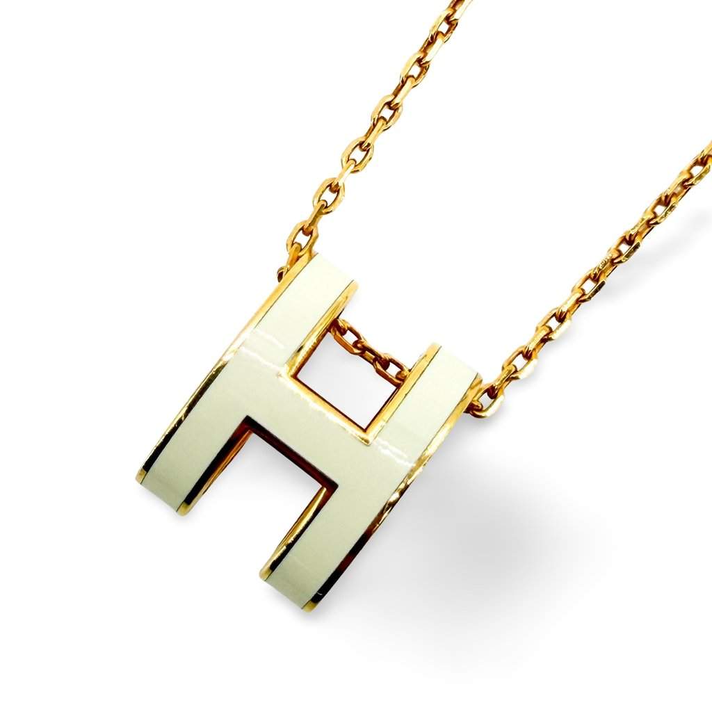 Hermès Pop H Necklace Blanc Gold Gold Gold Very good - Front View