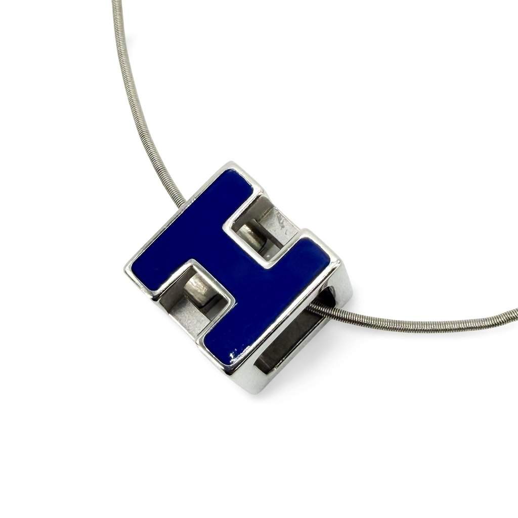 Hermès Cajuash Pendant Necklace Silver Blue Blue Silver Very good - Front View