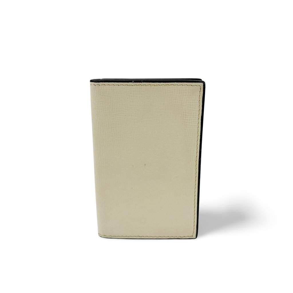 Valextra Vertical Card Holder Pergamena Ivory MultiColor Leather Fair - Front View